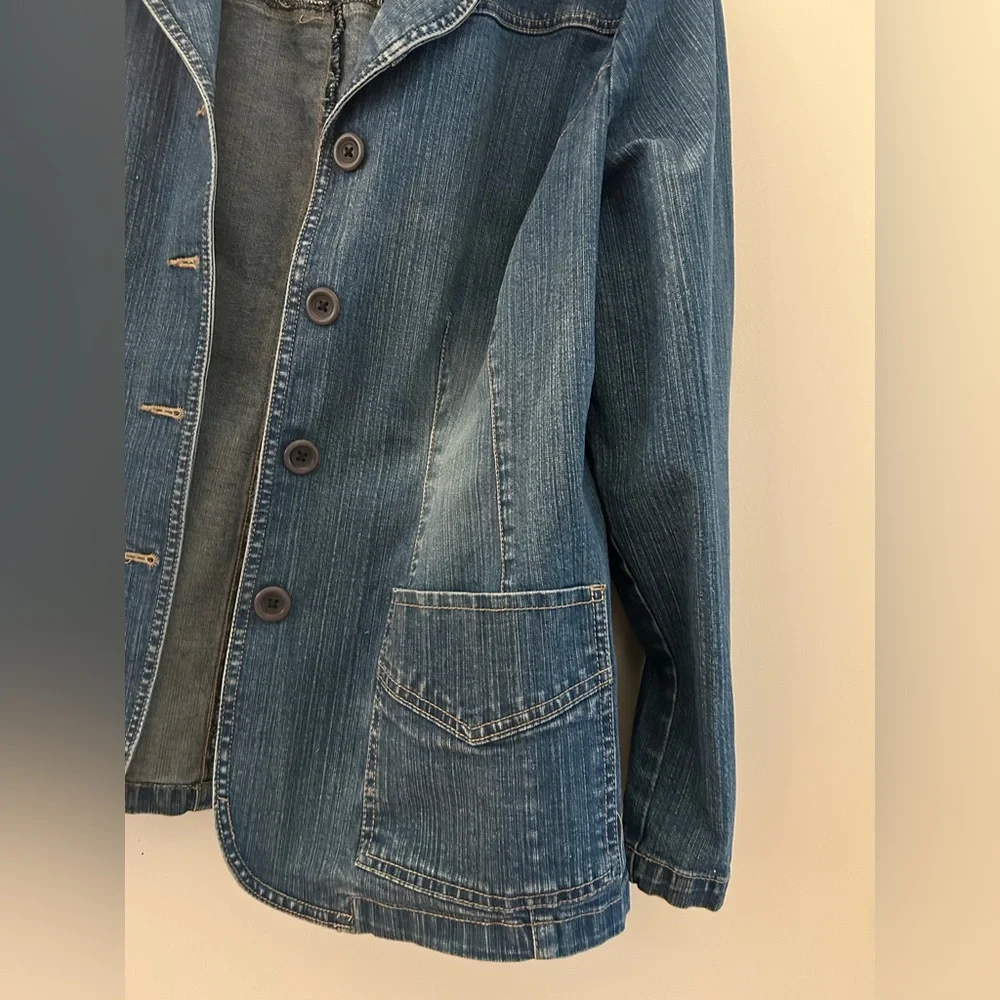 Covington Dark Blue Denim Blazer, Jean Jacket, Size 18W - Picture 5 of 11